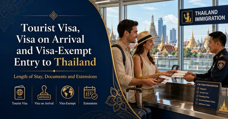 Tourist Visa, Visa on Arrival and Visa-Exempt Entry to Thailand: Length of Stay, Documents and Extensions