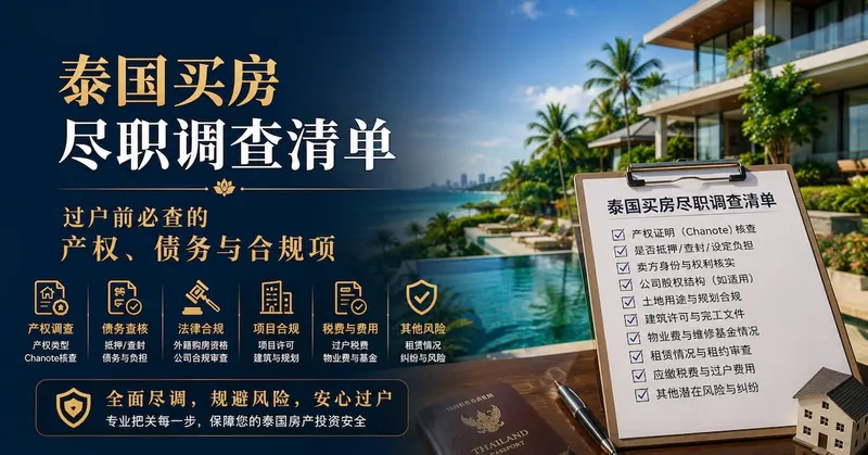 泰国买房尽职调查清单:过户前必查的产权、债务与合规项