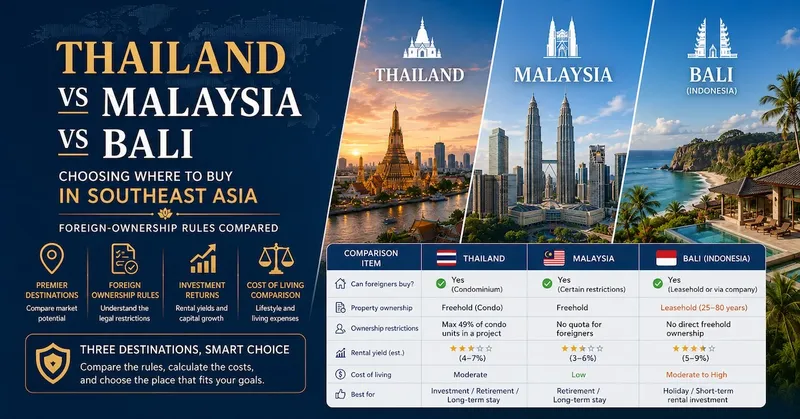 Thailand vs Malaysia vs Bali: Choosing Where to Buy in Southeast Asia and Foreign-Ownership Rules Compared