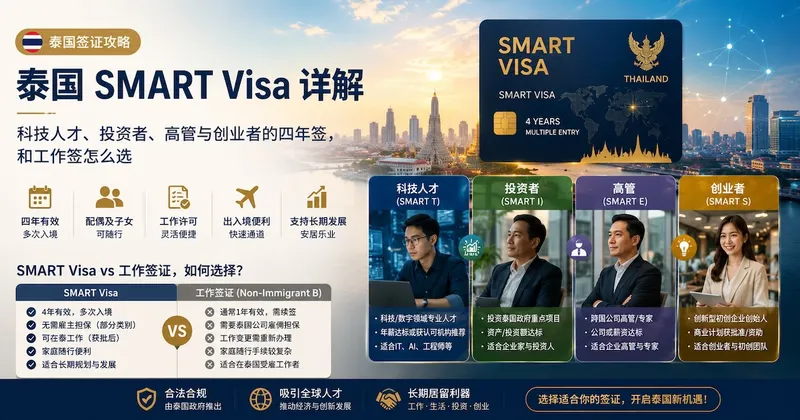 泰国 SMART Visa 详解:科技人才、投资者、高管与创业者的四年签,和工作签怎么选