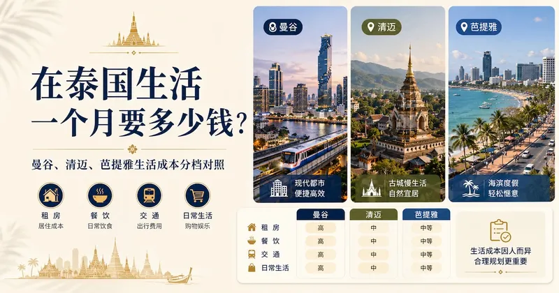 在泰国生活一个月要多少钱?曼谷、清迈、芭提雅生活成本分档对照