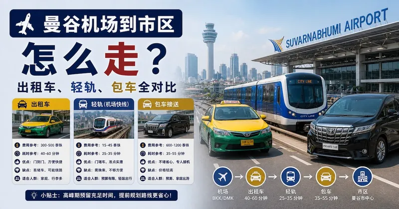Bangkok Airport to the City: Taxi, Rail Link and Private Transfer Compared