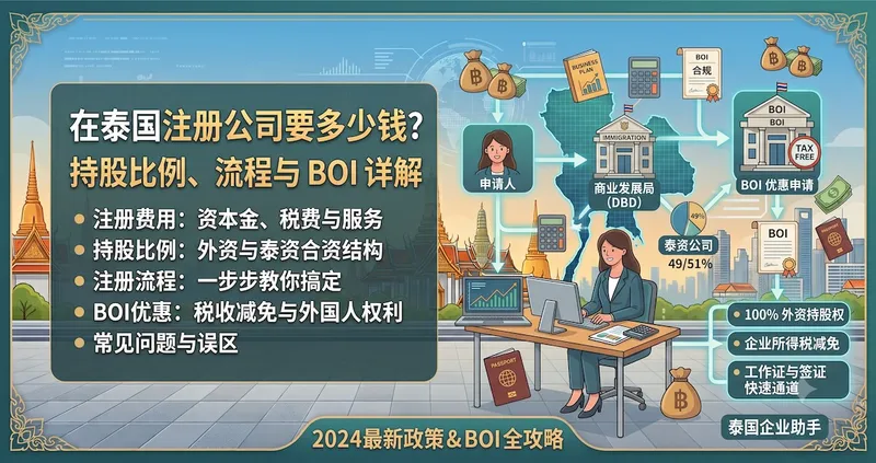 在泰国注册公司要多少钱?持股比例、流程与 BOI 详解